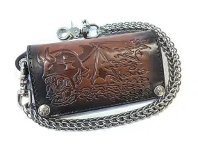 Long Biker Leather Chain Wallet Orc Rider