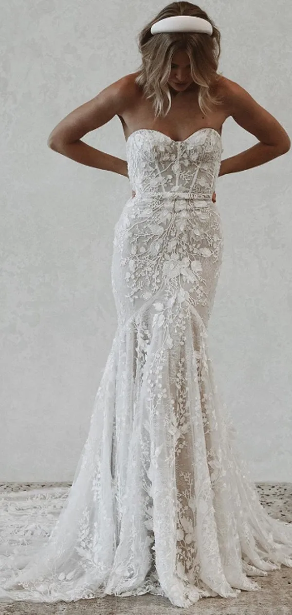 Affordable Sweetheart Mermaid Lace Wedding Dress.DB10255