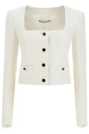 sequin-embellished tweed jacket in white by Alessandra Rich