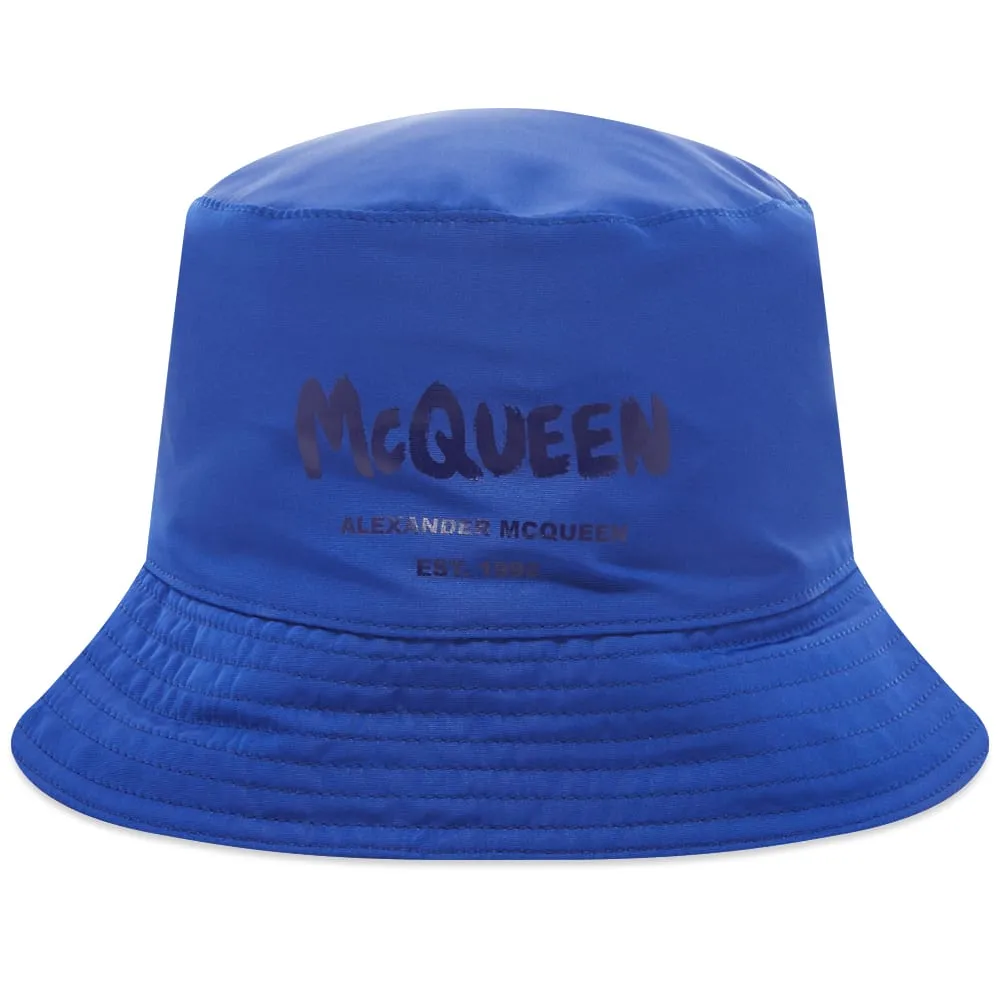 Alexander McQueen Graffitti Logo Bucket Hat Royal