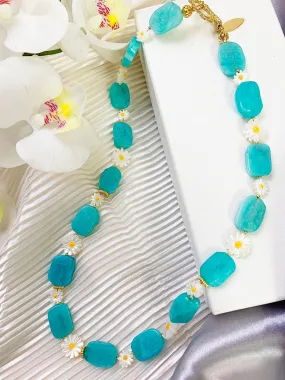 Amazonite Necklace With Floral Charms