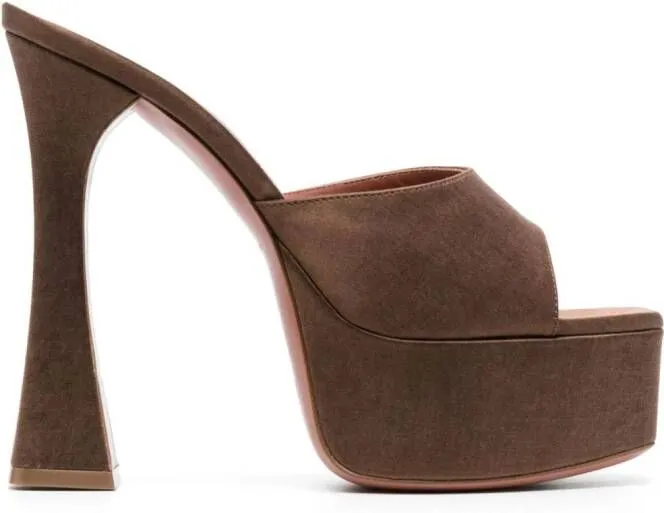 Brown Dalida 140mm Platform Mules by Amina Muaddi