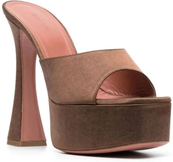 Brown Dalida 140mm Platform Mules by Amina Muaddi