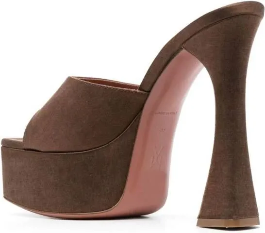 Brown Dalida 140mm Platform Mules by Amina Muaddi