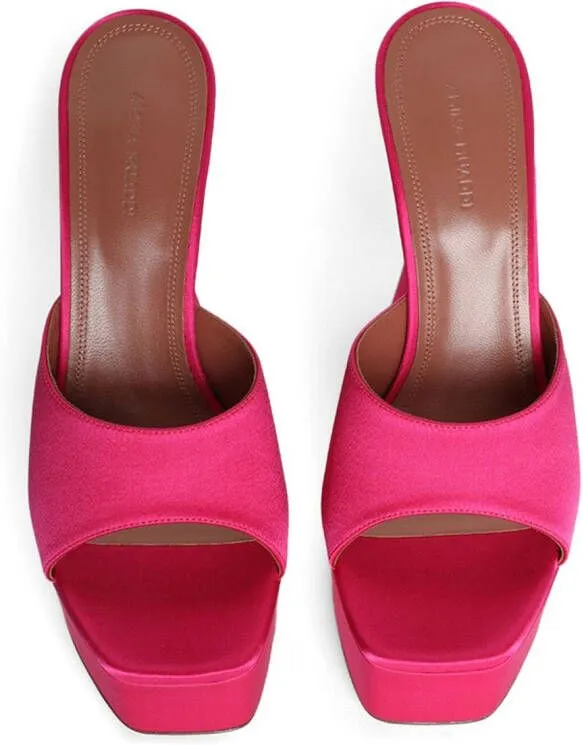 Pink Amina Muaddi Dalida Plateau Slipper 140mm Mules