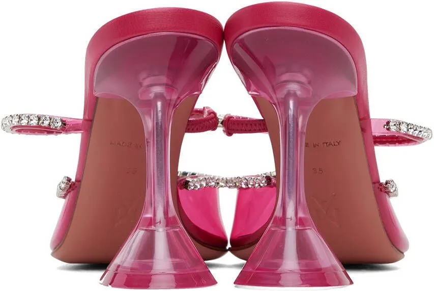 Pink Gilda Glass 95 Mules by Amina Muaddi