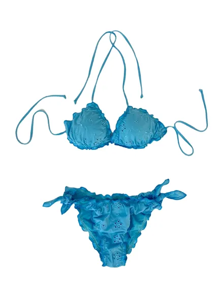 Sky Blue Sangallo Triangle Bikini