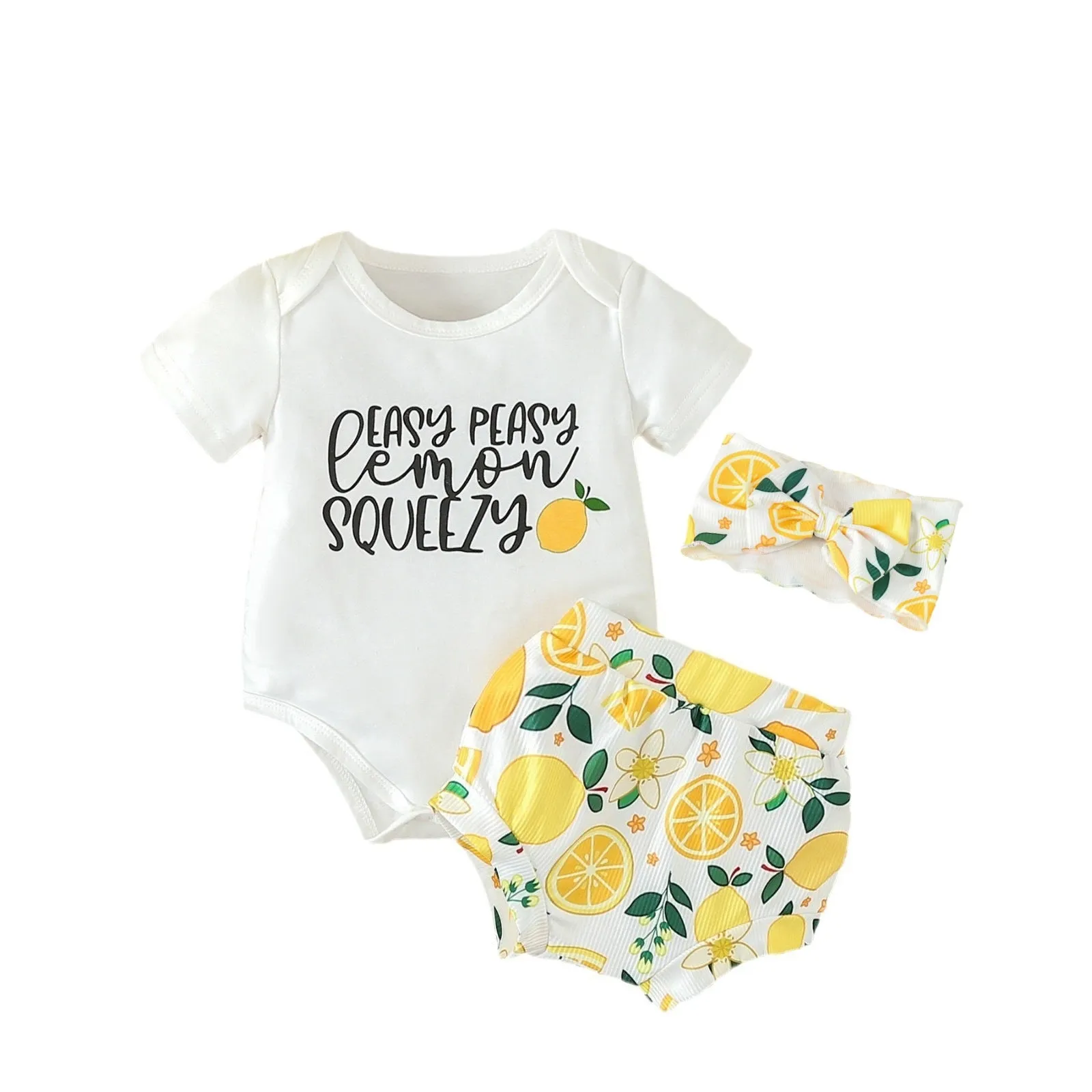 Wholesale Baby Girls Fruit Print Letter Shorts Rompers 24030160