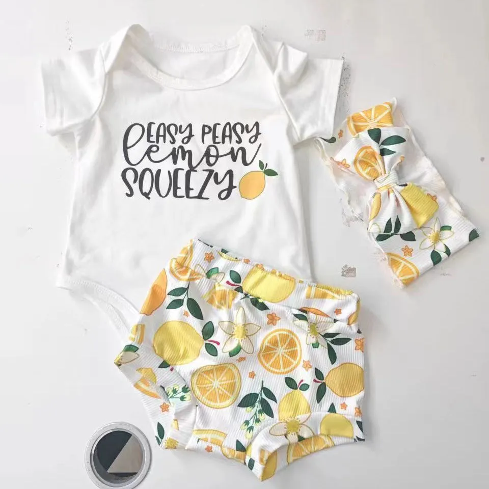 Wholesale Baby Girls Fruit Print Letter Shorts Rompers 24030160