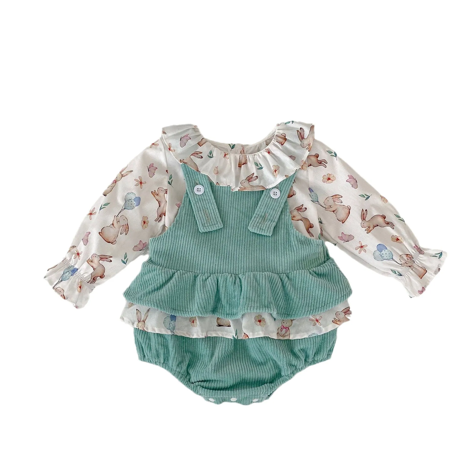 Wholesale Baby Girls Solid Color Animals Print Tops And Rompers 230828139