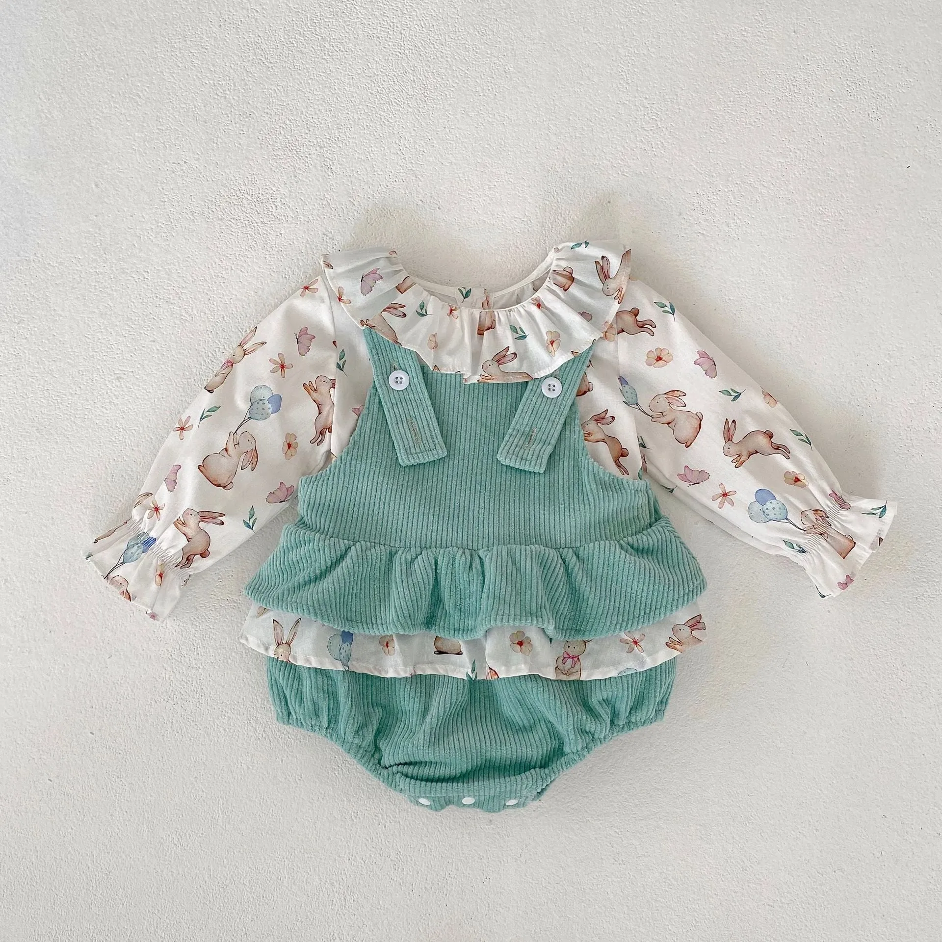 Wholesale Baby Girls Solid Color Animals Print Tops And Rompers 230828139