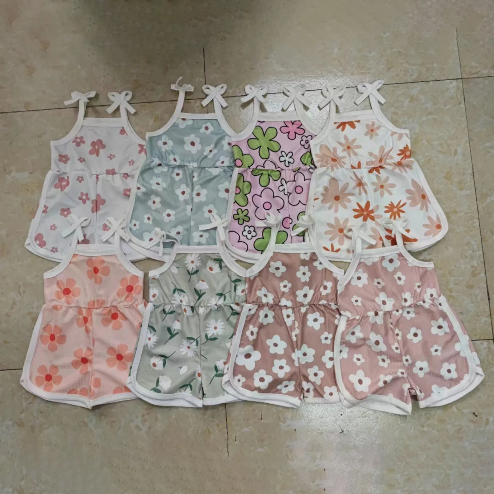 Wholesale Baby Kid Girls Flower Print Beach Rompers 24030175