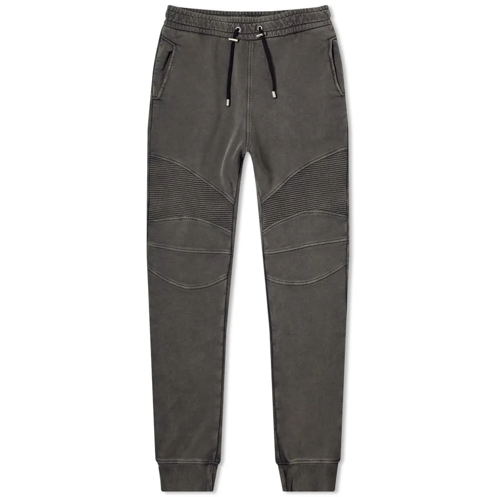 Balmain Black Bleached Dyed Biker Sweat Pant