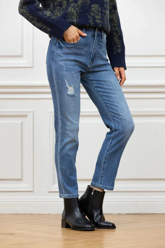 Bamboo Distressed Boyfriend Jeans