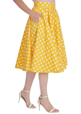 Banned Yellow Lemon Spot Polkadot 50s Swing