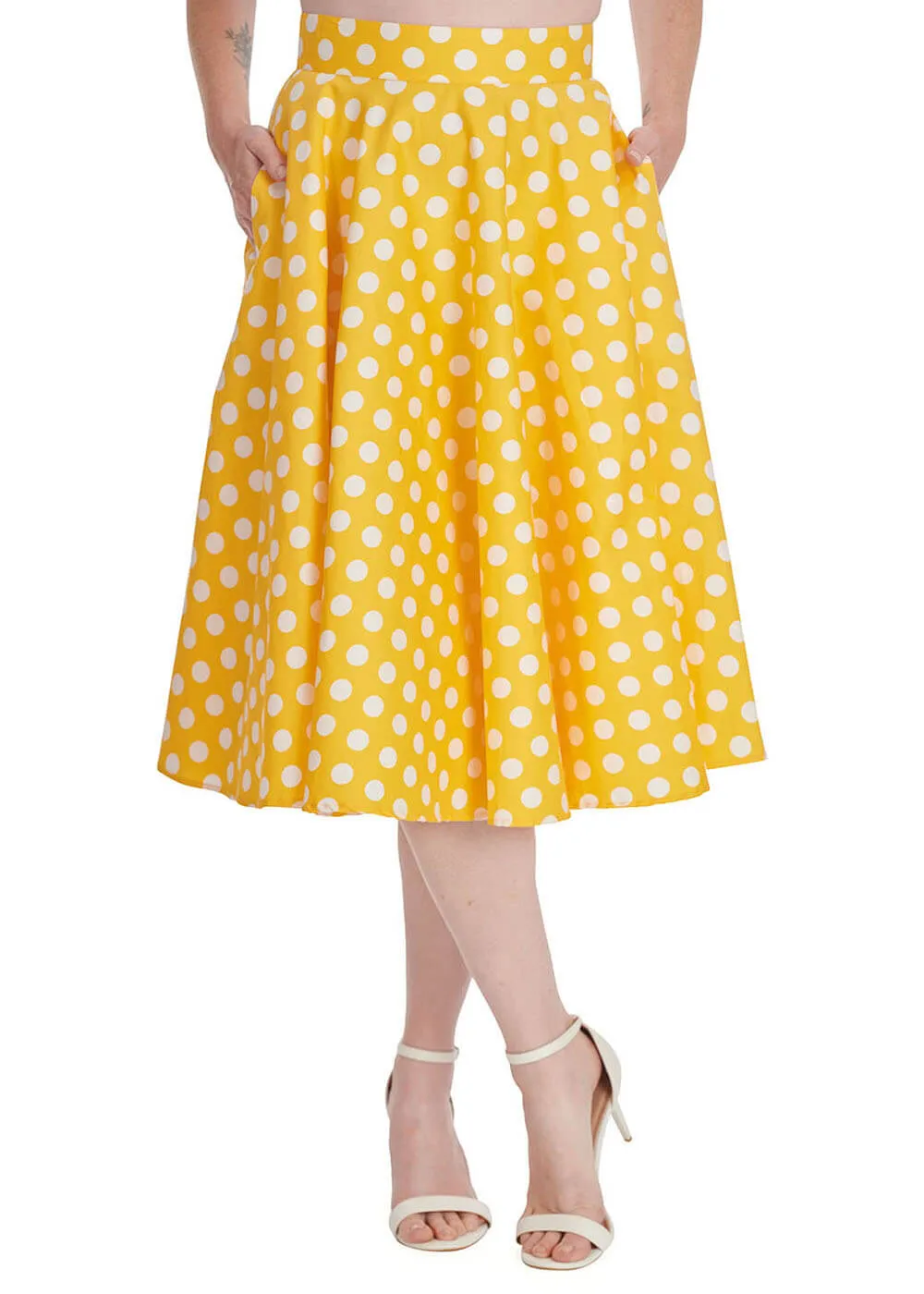 Banned Yellow Lemon Spot Polkadot 50s Swing