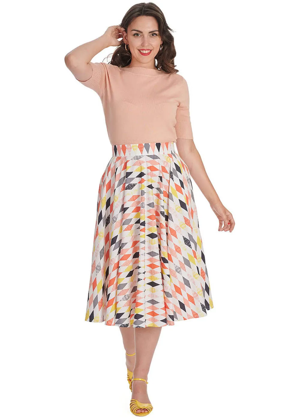 Banned Diamond 50s Swing Skirt Multi