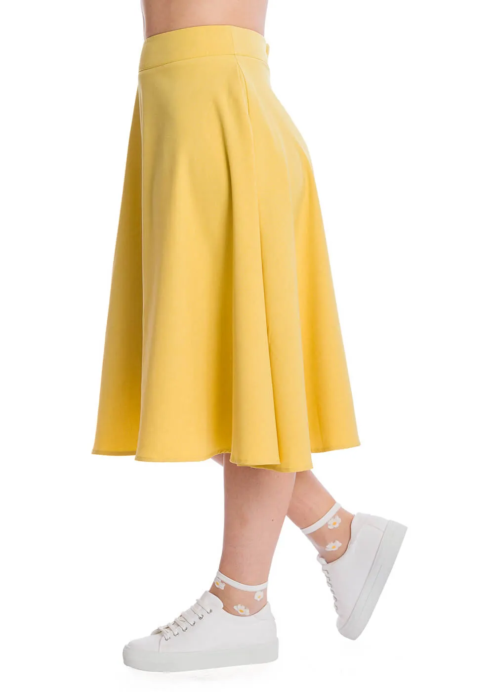 Banned Summer Staple 50s Swing Skirt Mustard