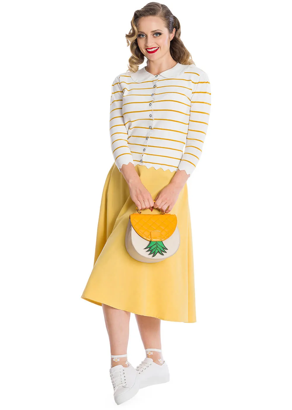 Banned Summer Staple 50s Swing Skirt Mustard