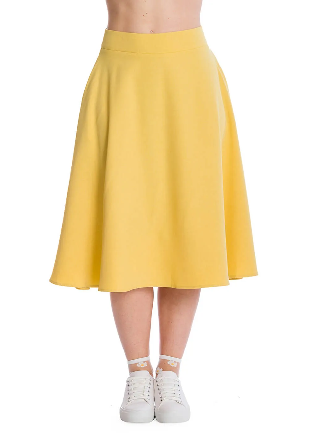 Banned Summer Staple 50s Swing Skirt Mustard