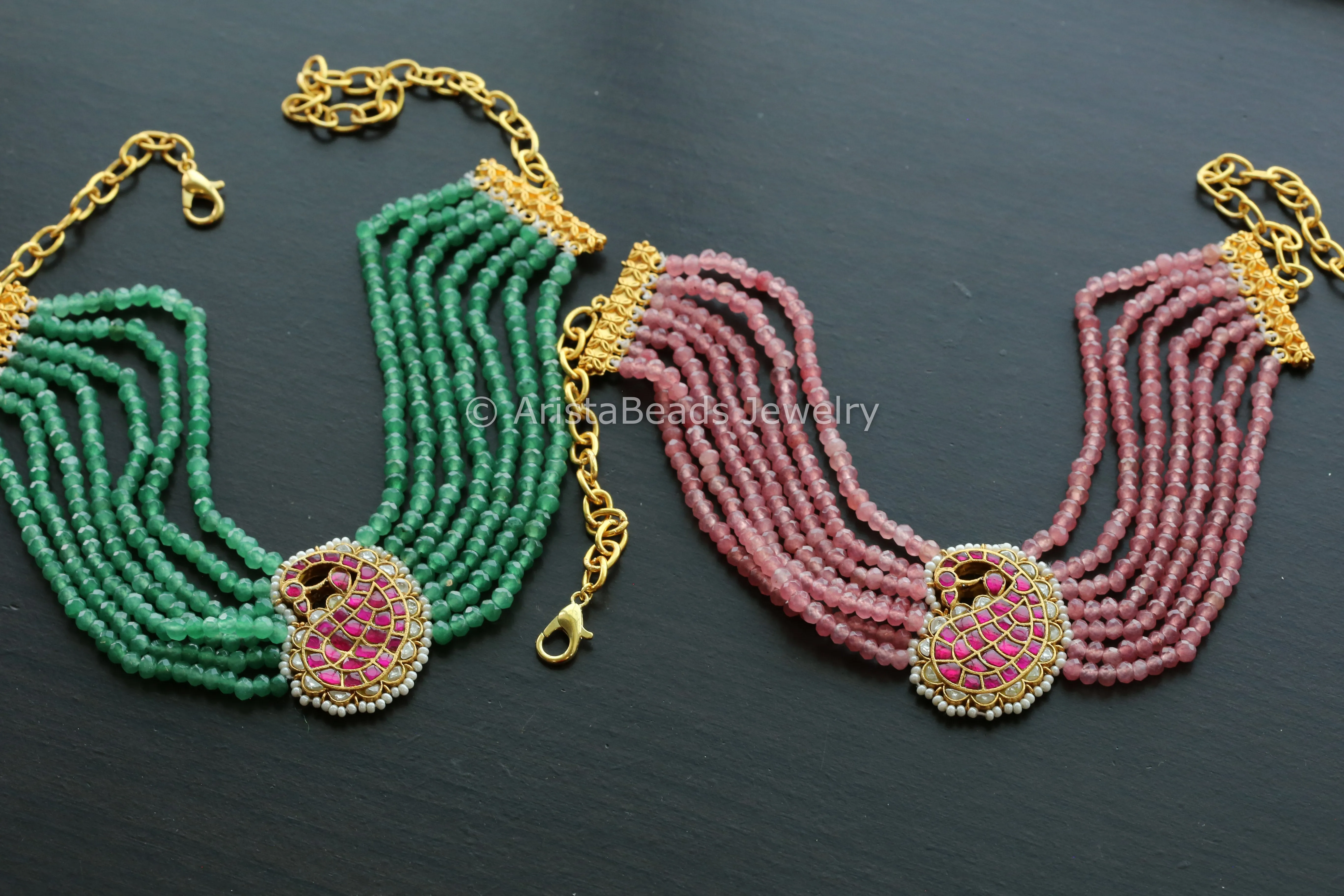 Colorful Beaded Jadau Chokers