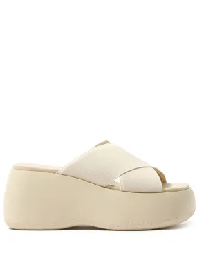 Bimba y Lola Crossed-Strap Leather-Lined Mules Neutrals