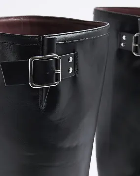 High Black Motorcycle Boots