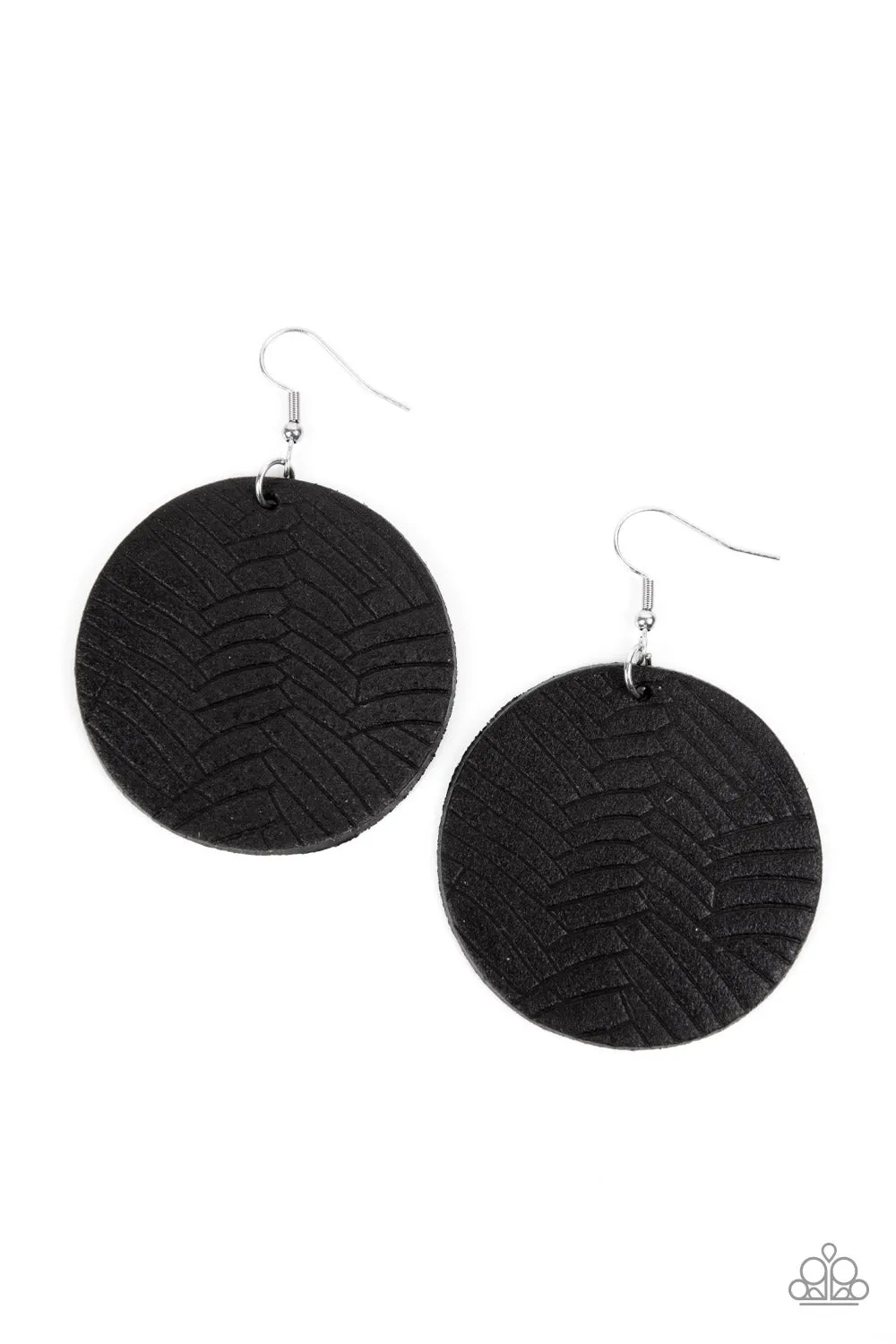 Leathery Loungewear Black Paparazzi Earrings