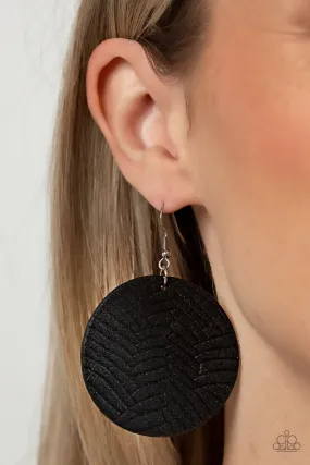 Leathery Loungewear Black Paparazzi Earrings