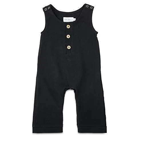 Black Linen Simple Romper