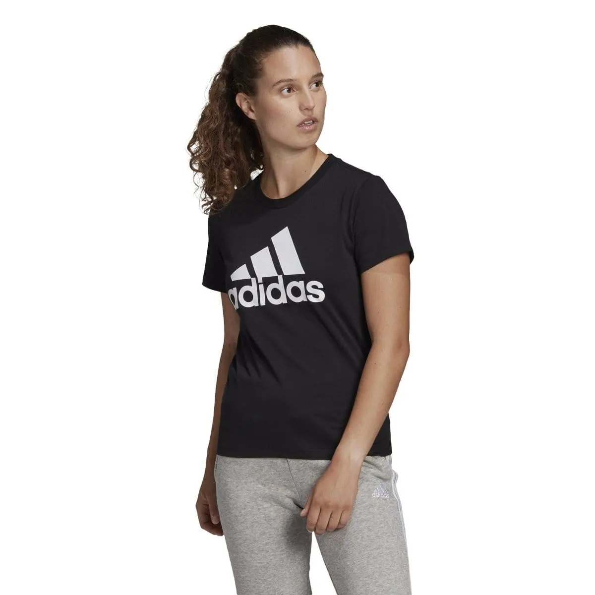 Black Logo Tee from Adidas Women's Lounge Essentials