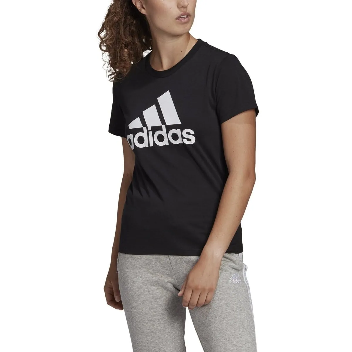 Black Logo Tee from Adidas Women's Lounge Essentials