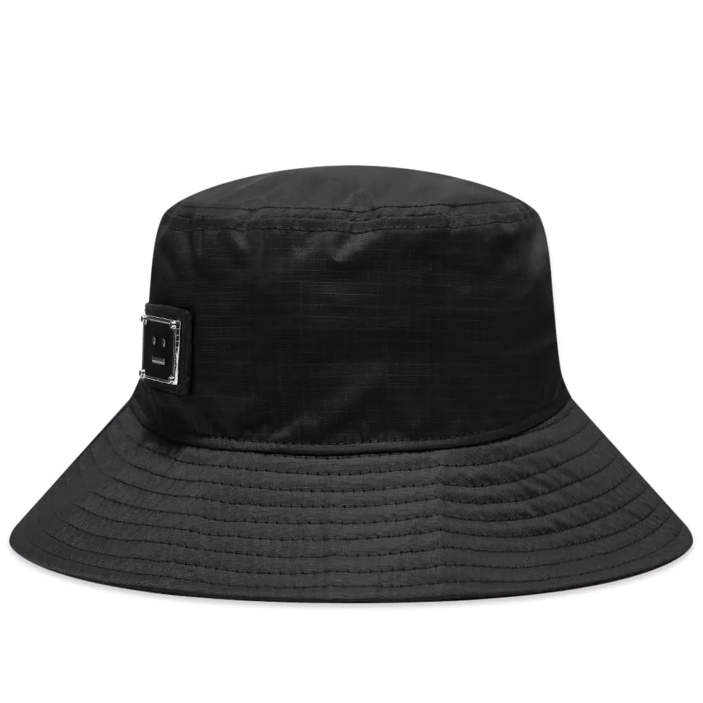 Black Nylon Bucket Hat with Plaque Face by Acne Studios