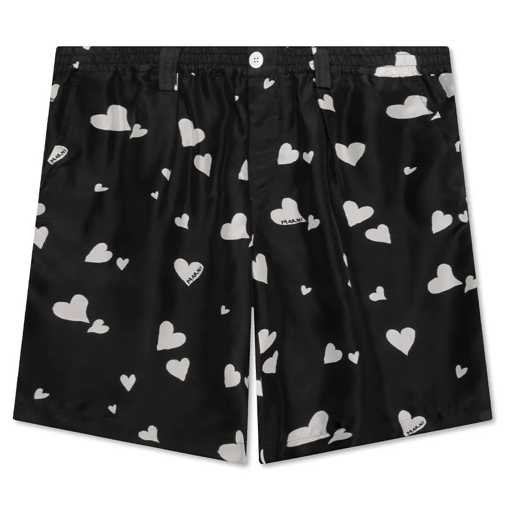 Black Silk Habotai Bermuda Shorts