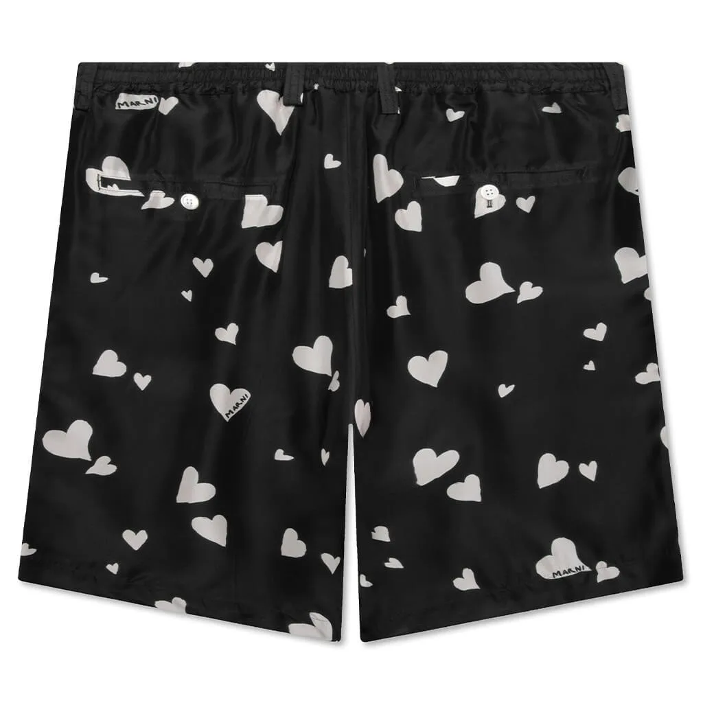 Black Silk Habotai Bermuda Shorts