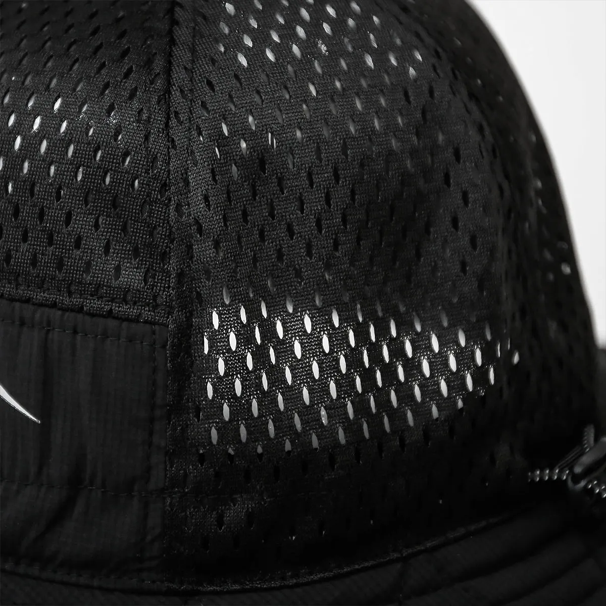 Black Stretch Nylon Mesh Bucket Hat