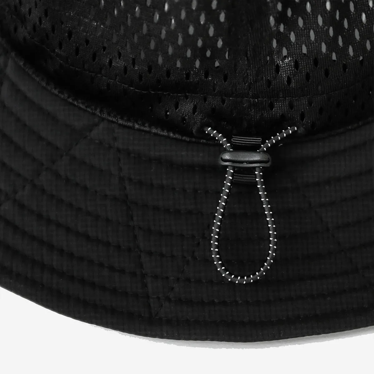 Black Stretch Nylon Mesh Bucket Hat