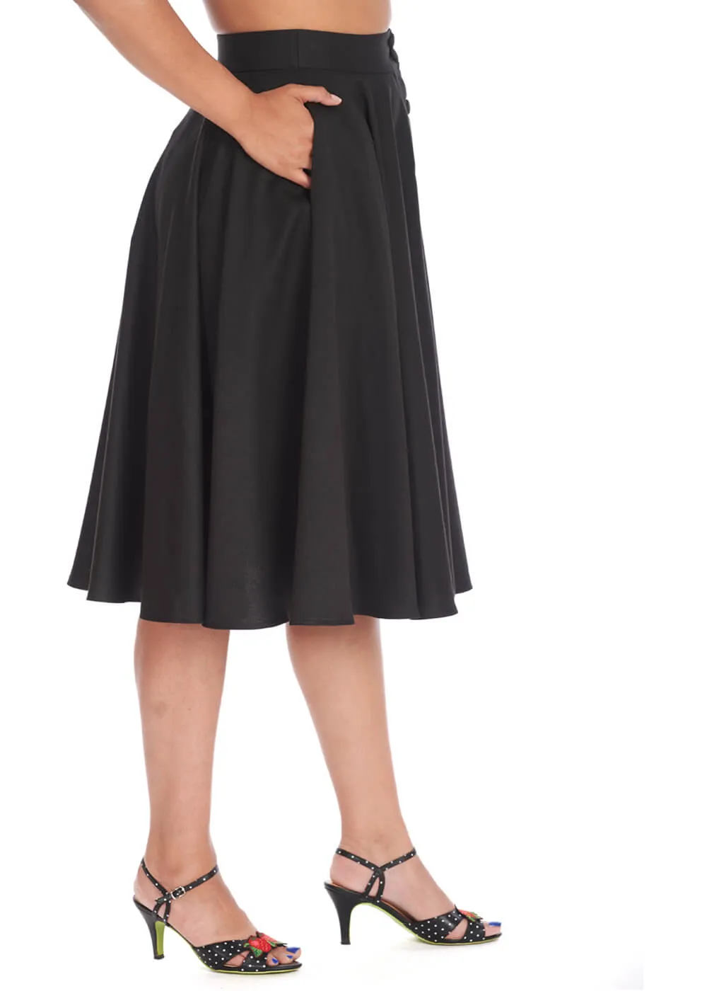 Banned Sway Away Retro Style Black Swing Skirt