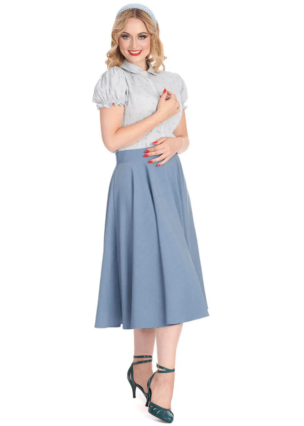 Banned Dance & Sway Retro Style Blue Swing Skirt