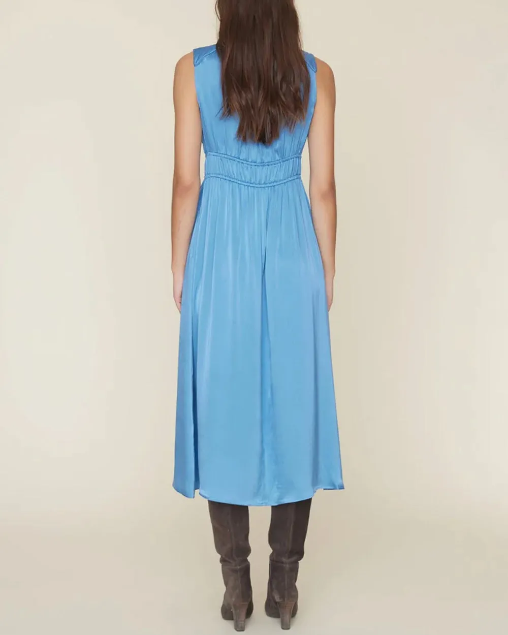 Stunning Elowyn Dress in Blue with Pearl Accents