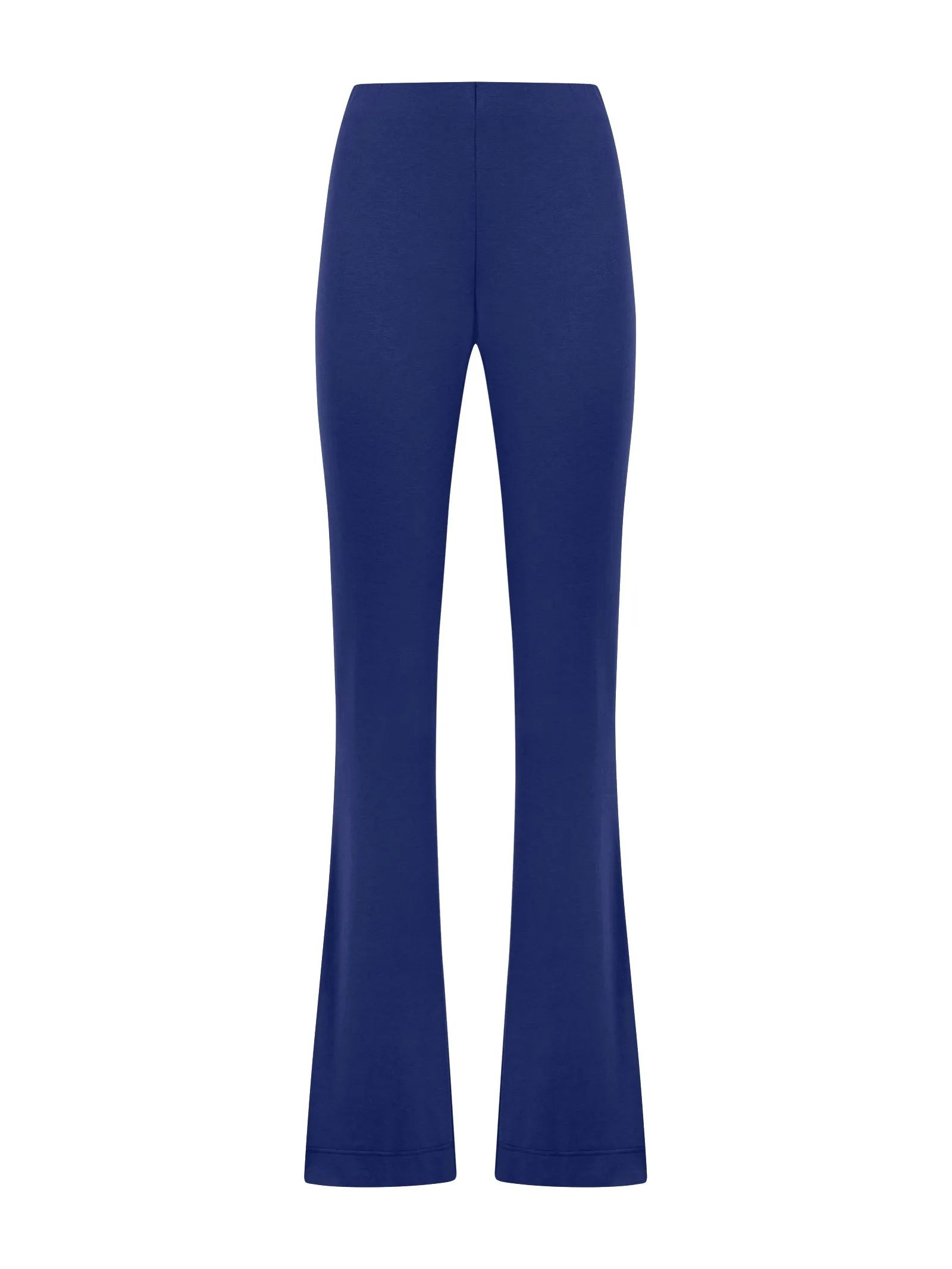 Flared Viscose Crêpe Jersey Trousers - Blueberry