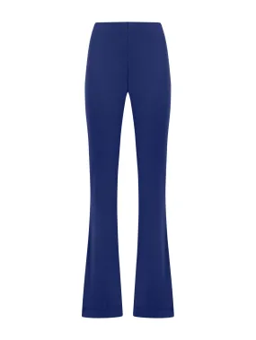 Flared Viscose Crêpe Jersey Trousers - Blueberry