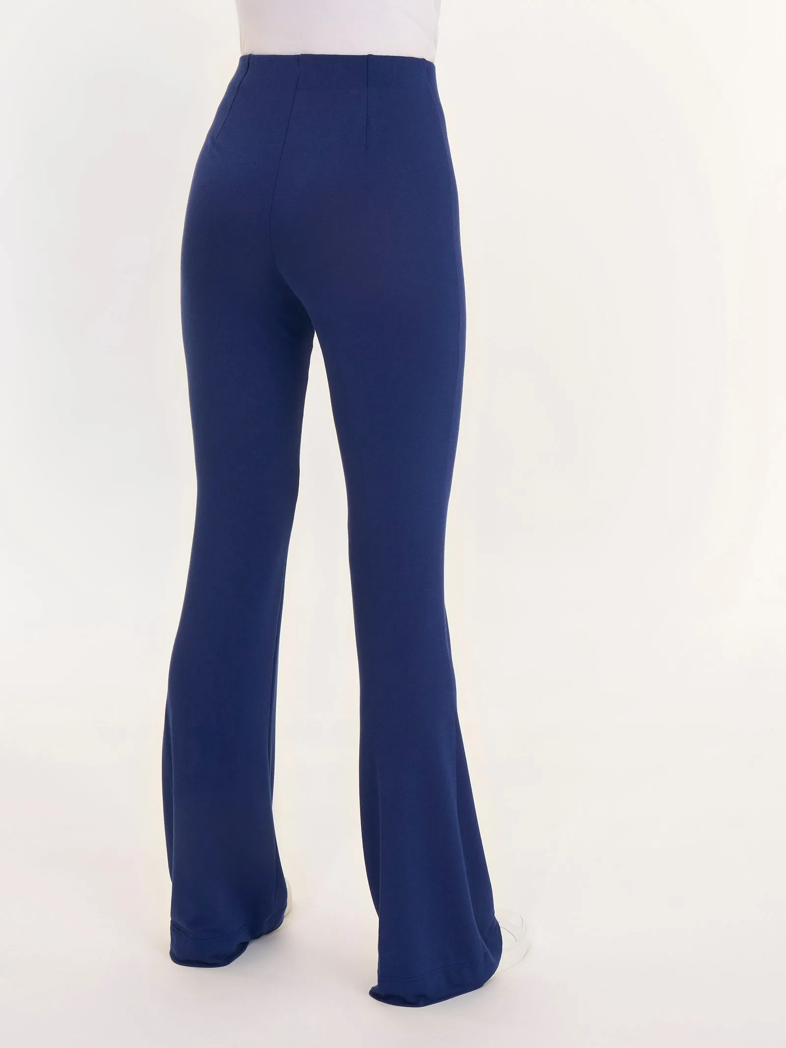 Flared Viscose Crêpe Jersey Trousers - Blueberry