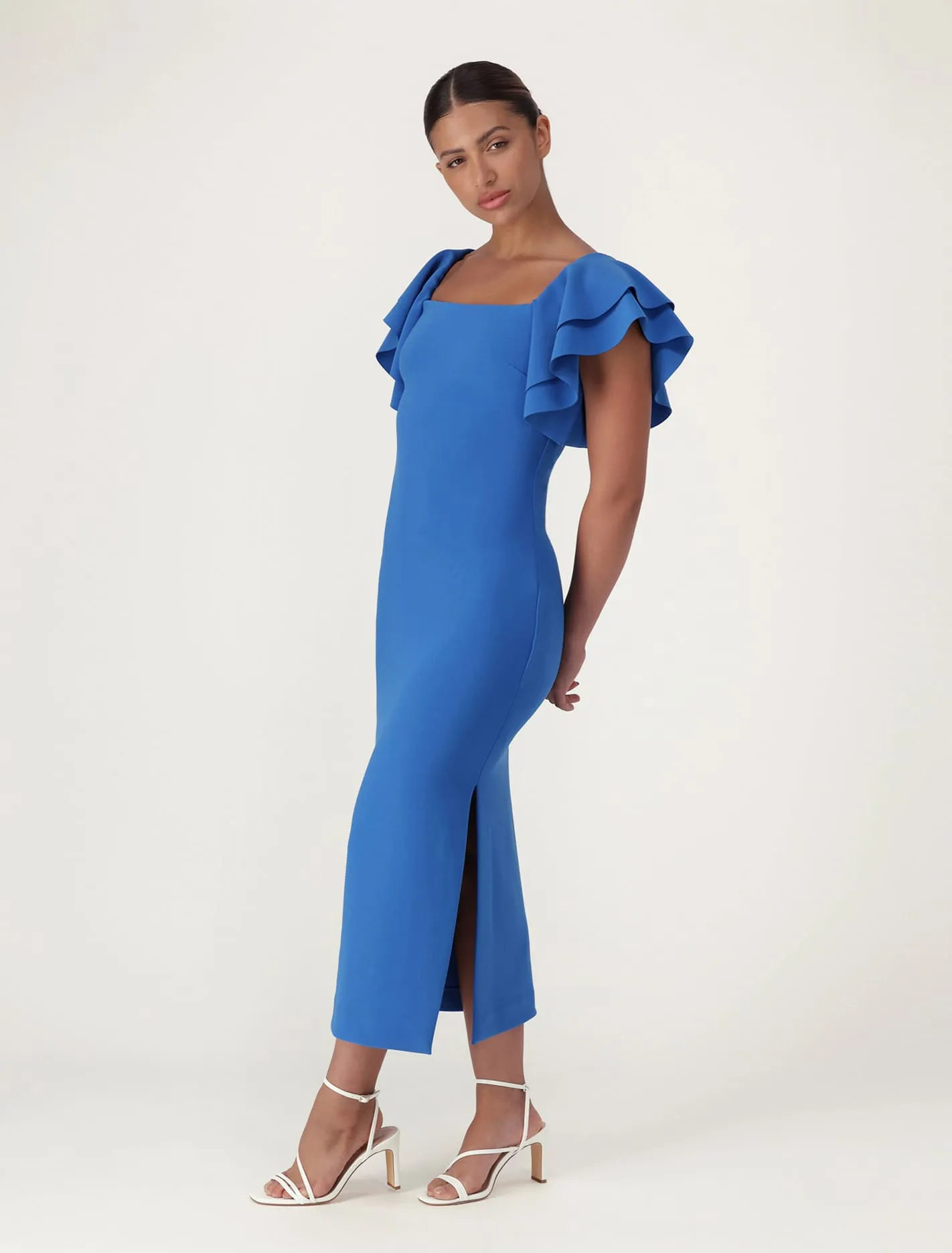 Body-Hugging Kiki Dress with Frill Sleeves