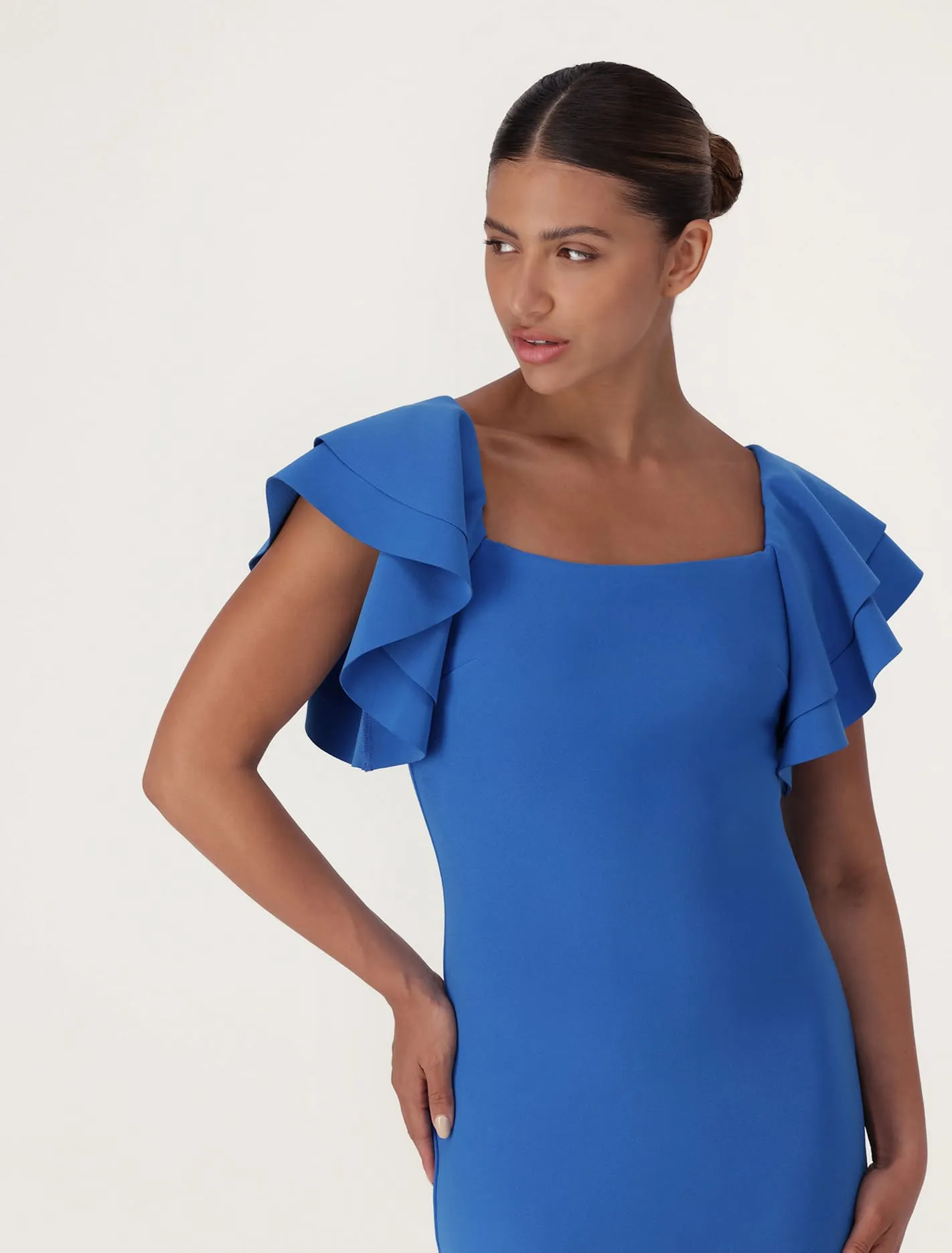 Body-Hugging Kiki Dress with Frill Sleeves