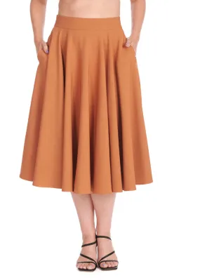 Banned Dance & Sway Retro Style Brown Swing Skirt