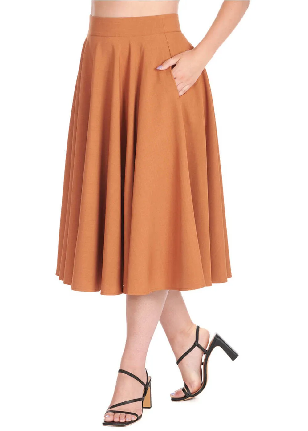 Banned Dance & Sway Retro Style Brown Swing Skirt