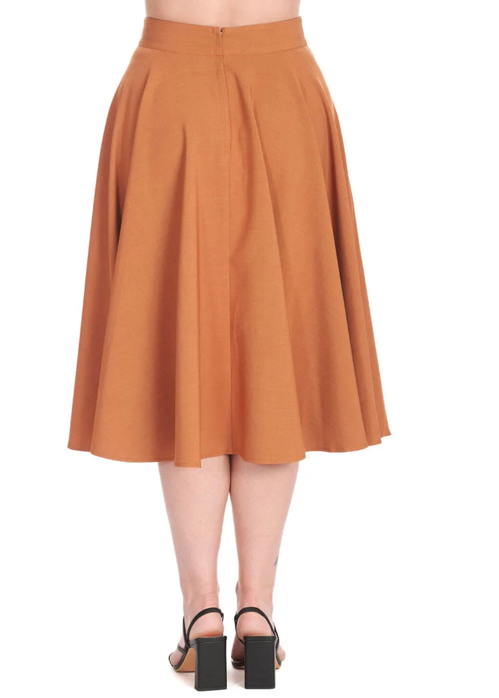 Banned Dance & Sway Retro Style Brown Swing Skirt