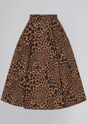 Brown Leopard 50's Swing Skirt by Collectif Milla