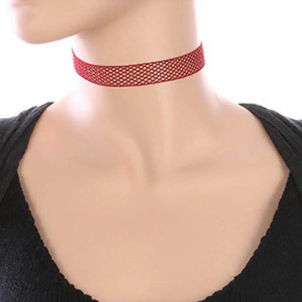 Burgundy Crochet Mesh Necklace